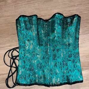 Elegant Teal and Black Corset